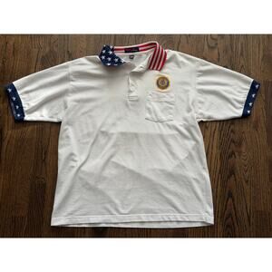 Vintage American Legion Men's Large White King Louie America Polo